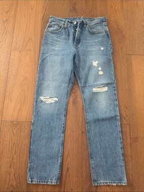 Levi's Women's Straight Ripped Light Blue Jeans